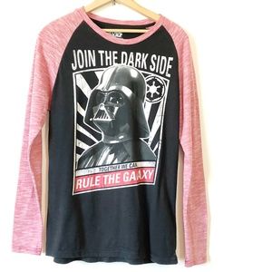Star Wars Join the Dark Side Raglan Red Black Tee Darth Vader